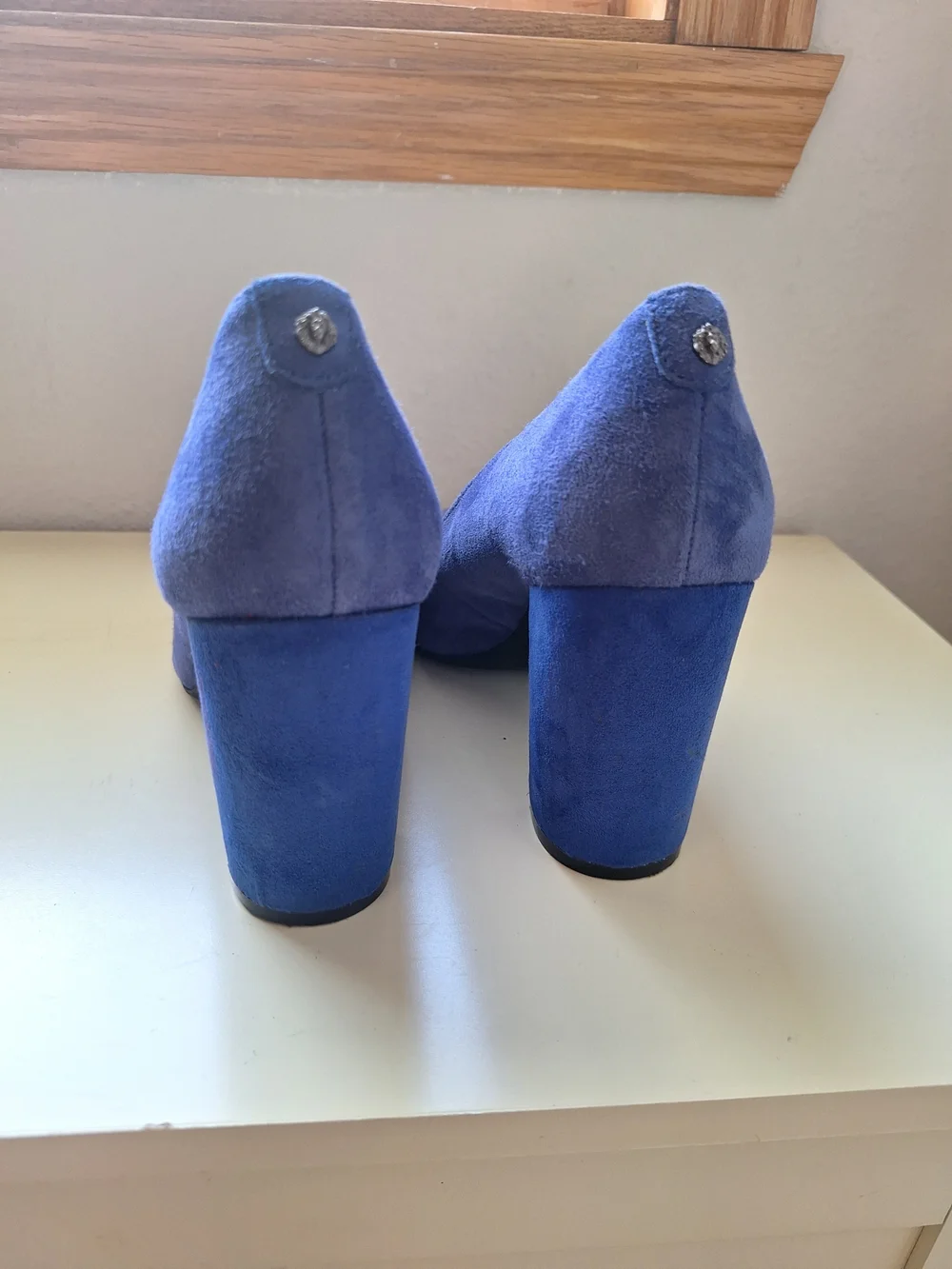 Anne Klein Royal Blue Suede Block Heel Pumps